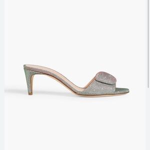 Rupert Sanderson Gwyneth Embellished Iridescent Lamé Mules